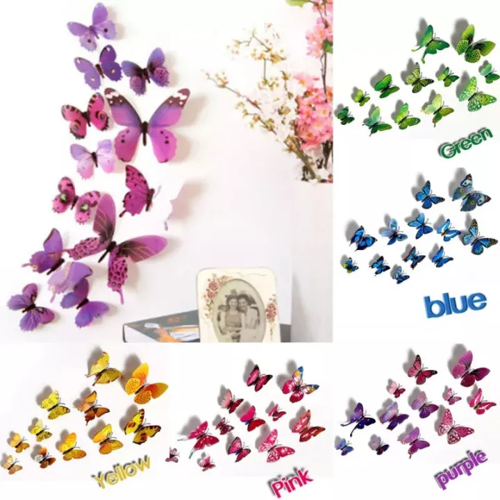 12%20pcs%20PVC%203d%20Butterflies%20Wall%20stickers%20For%20Home%20D%C3%A9cor%20Fridge,%20Doors,%20Walls,%20Kitchen%20-%20Image%209