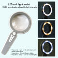 Handheld Magnifier Color Temperature Adjustable Magnifying Glass Handheld Lighted Magnifier Set. 