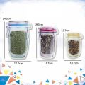 3 PCS Jar Zipper Bags,Food Storage Snack Sandwich Ziplock Bags,Reusable Airtight Seal Food Storage Bags,Leakproof Food Saver Bags for Travel Camping and Kids. 