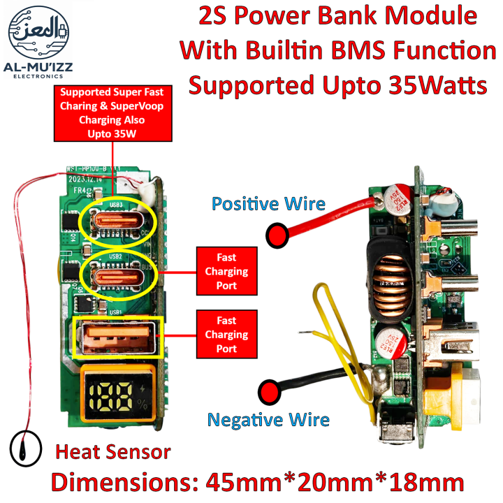 35W 2S Power Bank Module QC 3.0 Supported Built-In Bms Function ...