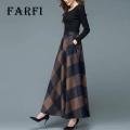 Farfi Elegant Skirt Side Pockets Women Autumn Winter Printed Long Skirt. 