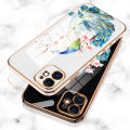 Hontinga for Infinix Smart 7 Back Cover（Free Lanyard）Luxury 6D Plating Cartoon Peacock Side Pattern Case Soft Silicone Square Mobile Cover. 