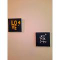 Set of 2 Paintings In Abstract Art - Acrylic On Canvas- 6" X 6" Hand Made Wall Decor Frame set of 2 quotes on canvas CALLIGRAPHY / ENGLISH QUOTATIONS. 