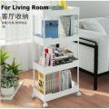 Kitchen Storage Trolley, Plastic Serving Rolling Cart Basket Tray with Wheels, for Bedroom Bathroom Office. 