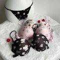 High Quality Front Open 4 In 1 Push-up Hello Kitty Print Adjustable Straps Bra Panty Set 016. 