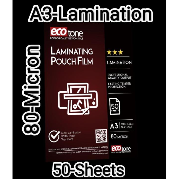 Premier quality laminating film thickness 80Mic Size  A3 (310mmx435mm)