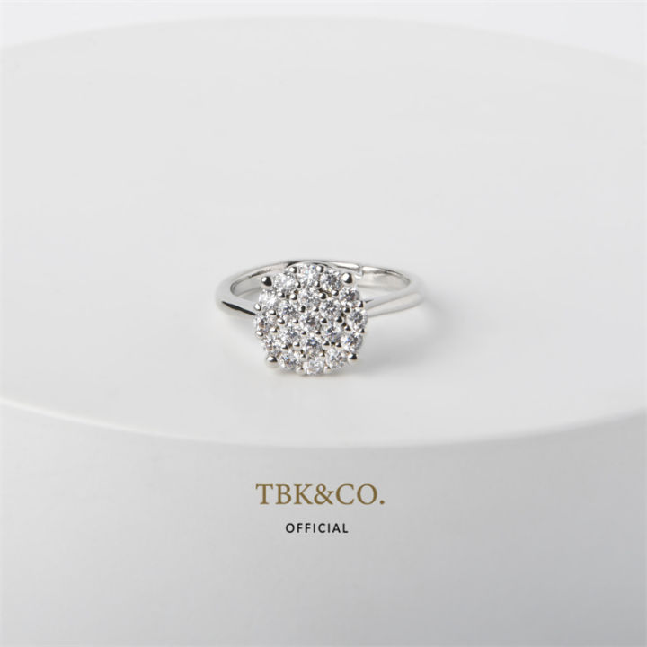 TBK 18K Platinum Plated Cubic Zirconia Promise Ring for Women 1187r