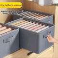 6 Grids Washable Wardrobe Clothes Organizer, Jeans Compartment Storage Box, Clothes Drawer Mesh Separation Box, Portable Foldable Closet (GREY). 