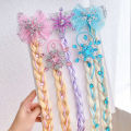 Disney Kawaii Frozen Children's Hair Clip Ponytail Cute Bow Braid Hair Elsa Princess Headdress Wig Braid Headband Holiday Gift. 