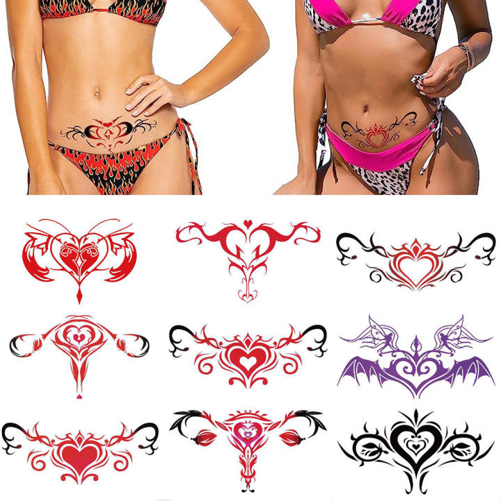 Long-lasting Tattoo Sticker Non-Toxic Realistic Removable Chest Tattoo Stickers 10Pcs/Set Non-permanent Abdomen Temporary