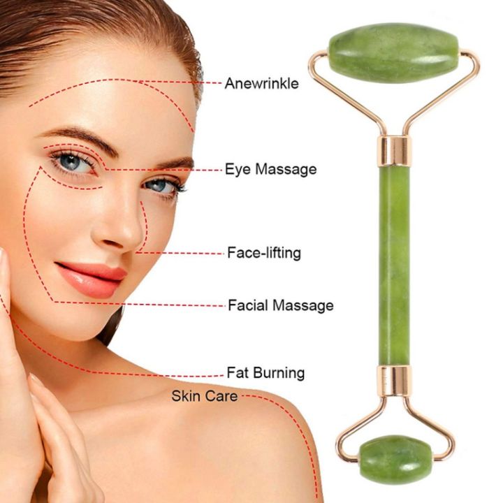 Facial Massage Jade Roller Double Heads Jade Stone Face Lift Hands Body Skin Relaxation Slimming Beauty Health Skin Care Tools