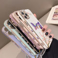 For Samsung S22 5G Colorful Cartoon Butterfly Square Edge Pattern Casing Plated Phone Shell Luxury Plating Soft Phone Case. 