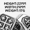 Jerusalem Cross Religion Stainless Steel Mens Rings Simple Retro for Male Boyfriend Biker Jewelry Creativity Gift Wholesale. 