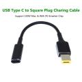 100W USB Type C Female to Square Plug Converter USB-C Fast Charging Cable Laptop Dc Power Adapter Connector for Lenovo Thinkpad. 