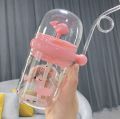 Kids Sipper Water Bottle with Straw Strap And Stricker Sipper Water Bottle Plastic Bottle Leakproof 600ML Sipper Bottle For Boy Girl Kids. 