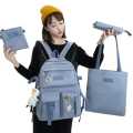 New 5 Pcs Set Women Laptop Backpack Canvas School Bags For Teenage Girls Kawaii College Student Kids Book Bag Rucksack. 