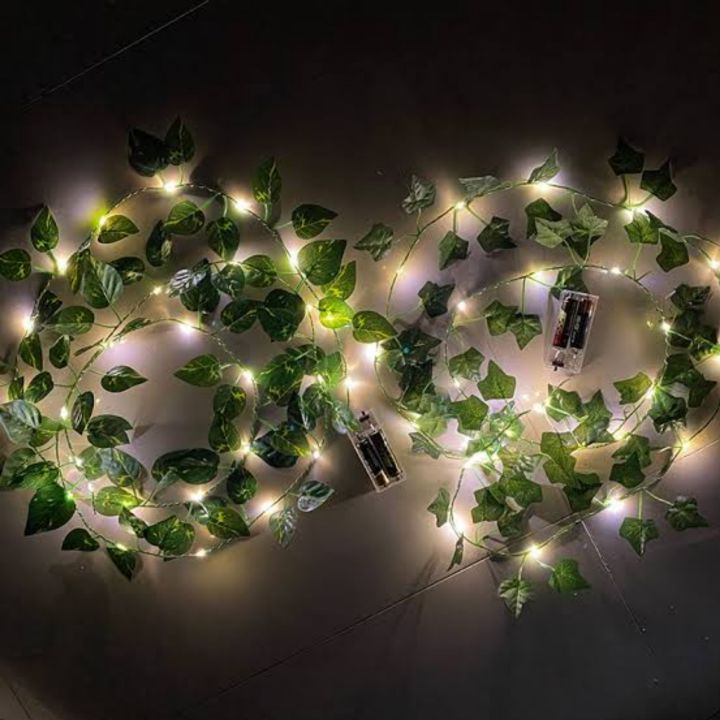 Artificial Plant Leaves bail with Fairy Lights Battery Operated - Money Plant Bail Room decoration items - Wall Hanging Flower