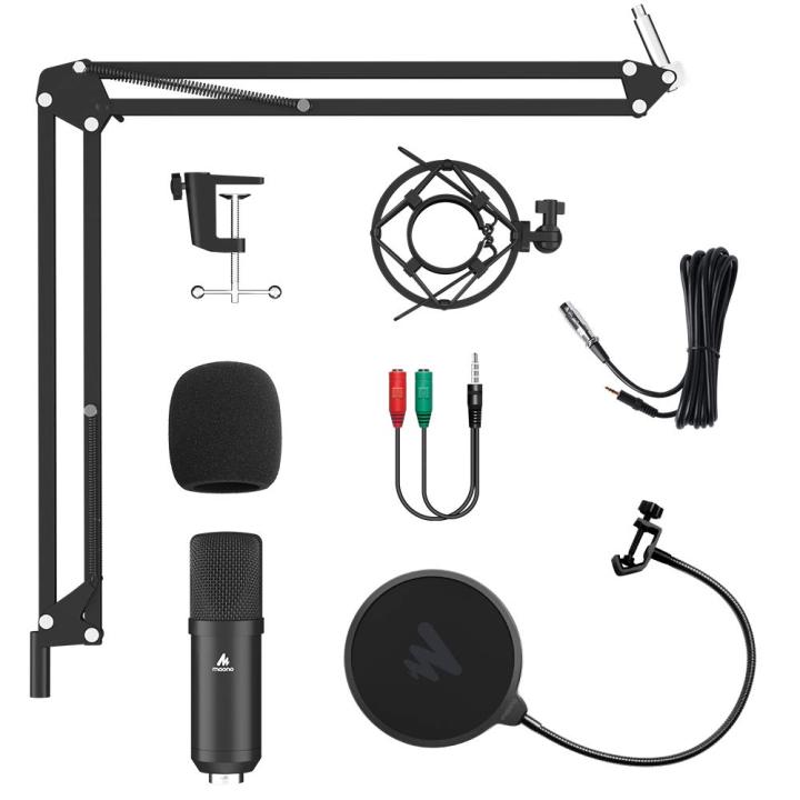 MAONO%20AU-A03%20Condenser%20Microphone%20Podcast%20Mic%20with%20Boom%20Arm%20Microphone%20Stand%20(Black)%20-%20Image%203
