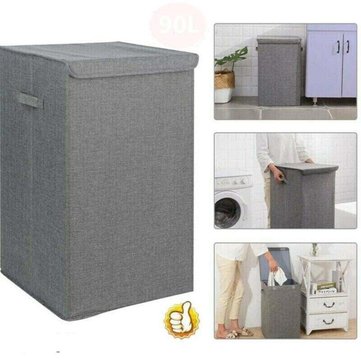 Dulex Foldable Fabric Laundry Basket Hamper Lid & Handle Ideal for