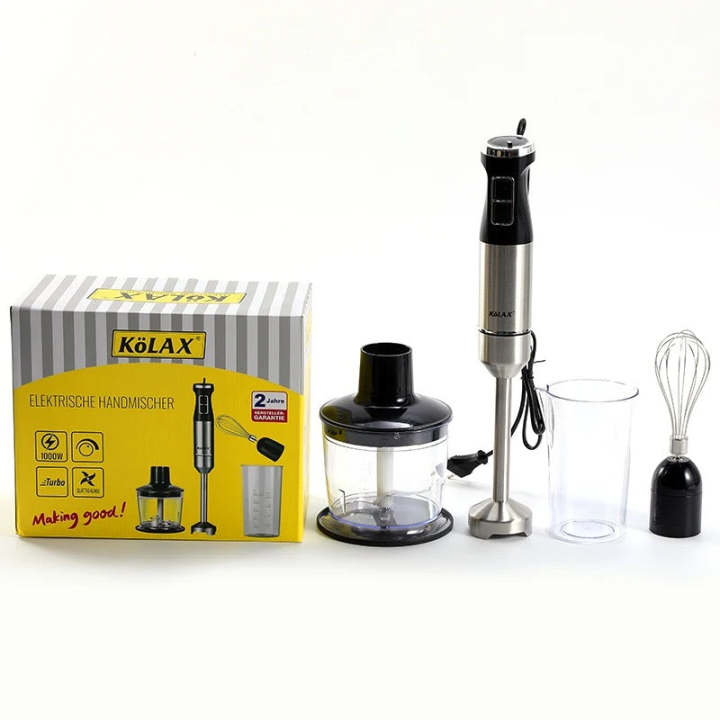 German Lot Kolax 4 in 1 Hand Blender Set 1000W, Immersion Blender Multi-Purpose for Kitchen , Handheld Mixer Stick with Food Chopper and Container, Egg Whisk for Puree Infant Food Smoothies Sauces Soups