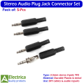 5pcs 3-Pole 3.5mm Audio Plug Jack Connector for Headphones, DIY Cables & Audio Projects by Electrica. 