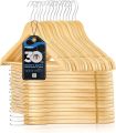 Relaxsit Pack Of 20 , 30 and 1 pc Single Wooden Suit Hangers with Non Slip Pants Bar made with pure natural wood.. 