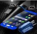 Samsung Galaxy S7 edge GKK"Full Coverage 360 Protection Mobile Phone Back Cover Case - Blue & Black. 