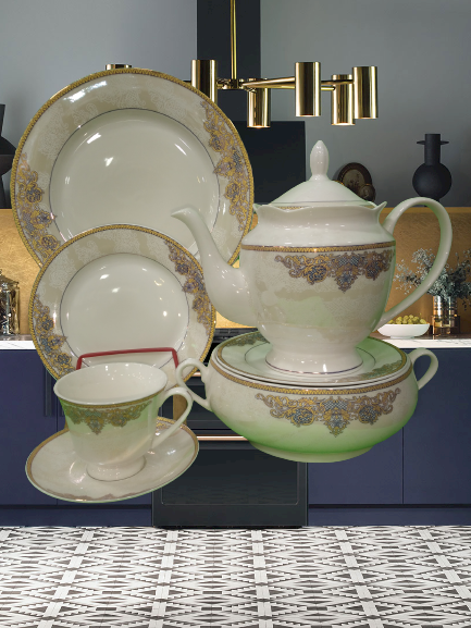 Bone China Dinner Set HS-Half Sheet 61 PCs HME