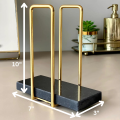 Black Wooden Napkins Holder With Metal Wire, Standing Napkin Holder for Table, Kitchen & Dining Room Décor, Gold Metal Napkin Holder. 