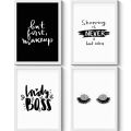 Set of 4 Fashion Inspirational Quotes Wall Art - 12 × 8 Inches | Aesthetic Pictures Wall Frames For Room Decor With Trendy Posters - White Frame | Ready To Hang. 