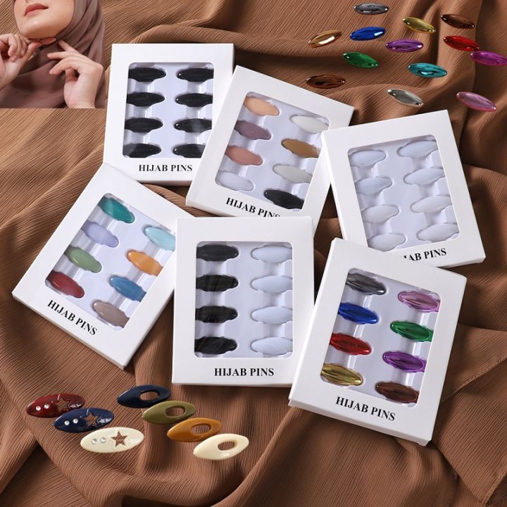 38pcs/set Hijab Pins 26 Styles Colorful Safety Pin Hijab Pin Silk