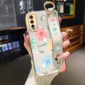 dienya For vivo Y20S G Case With Wristband Cartoon Cute Flower New Design Square Edge Shockproof Phone Shell Cases Pattern Plating Silicone Casing Full Cover Camera Thin Protection SoftCase. 