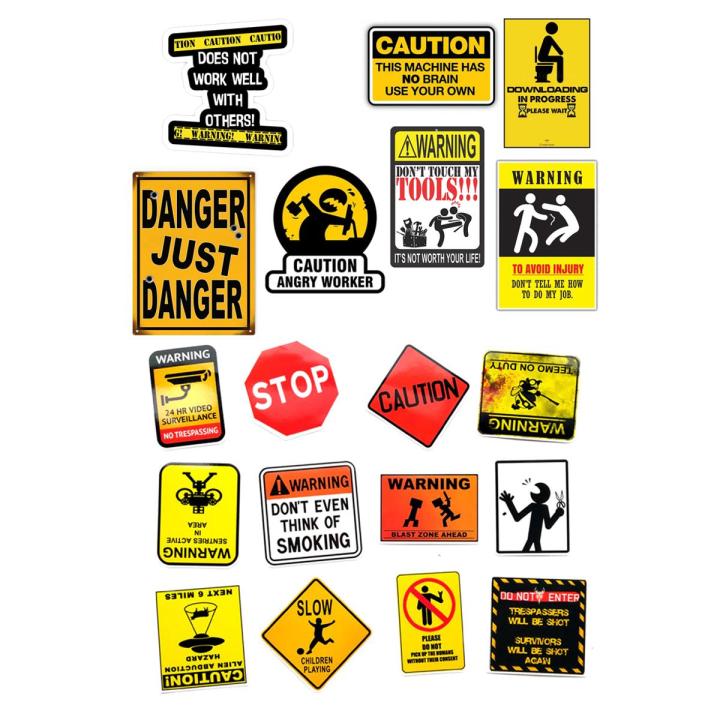 Caution Funny Cool Funky Doodle Stickers for Laptop Car Bike Phone Stickers