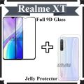 Realme XT Full Black 9D Tempered Glass Edge to Edge Full Glue Screen Protector + Back Jelly Protector Clear Soft Film Protector Hydrogel Film Protector For Realme XT. 