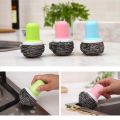 1Pc Scrub Brush Stainless Steel Sponge Scrubber With Handle Dish Washing Brush. 