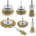 Wire Brush Wheel Cup Brush Set 7 Piece, Wire Brush for Drill 1/4 Inch Arbor Coarse Brass Coated Crimped Wire Wheel. 