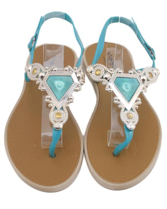 Maya Traders Sea Green Imported Italian Design Fancy Women's Stylish Flat Sandals - Comfortable Party & Casual Wear - 3K