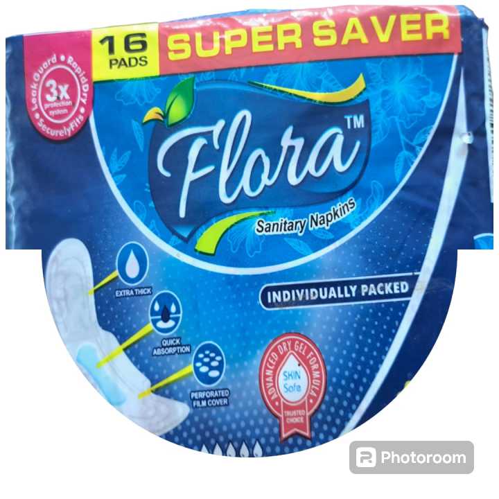 Sanitary Napkins Maxi Thick XXL 16 Pads by Flora Individually Packed with Maximum Absorbency