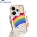 ZCSIBORUI for Redmi 13 Xiaomi Poco M6 4G Back Cover Colorful Rainbow Smile Face Pattern Soft Camera Protection Rubber Square Ladder Phone Case. 
