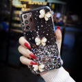 For Samsung Galaxy Note 20 Ultra Back Cover Luxury 3D Diamond Butterfly Shiny Glitter Gold Foil Space Starry Cases Clear Soft Silicone Bumper Mobile Phone Case for Girls Boy. 