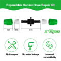 Expandable Garden Hose Repair Kit 10PC Dual-Channel Hose Female Male Connectors Pockets Hose for 3/4In 5/8In Garden Hose. 
