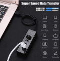 USB Hub 3.0 - 4 Port High Speed USB Hub with attached 1ft Extended Cable & LED Light - For Computers,, Laptop, PC, USB Flash Drives. 