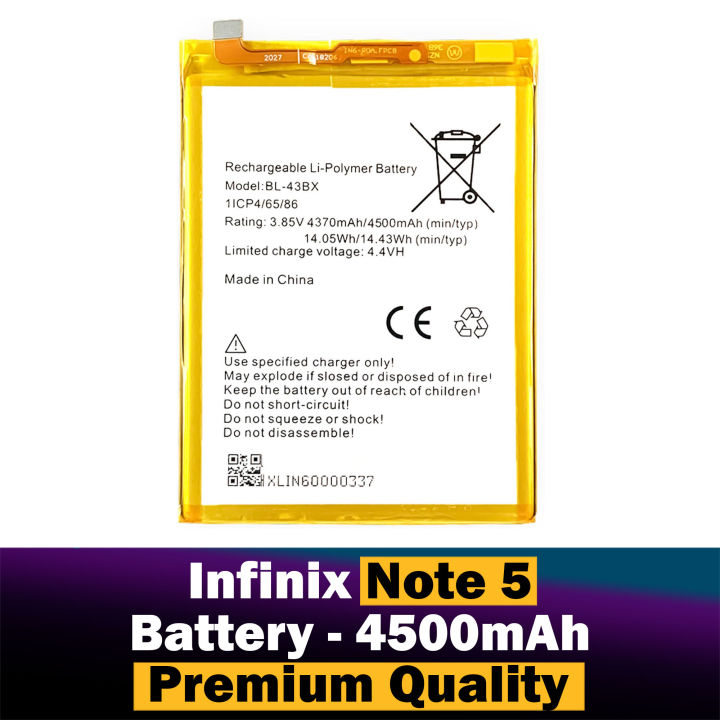 infinix%20Note%205%20Battery%20EB-BL-43BX%20Replacement%20Premium%20Quality%204500mah%20Battery%20For%20infinix%20Note%205%20-%20Image%202