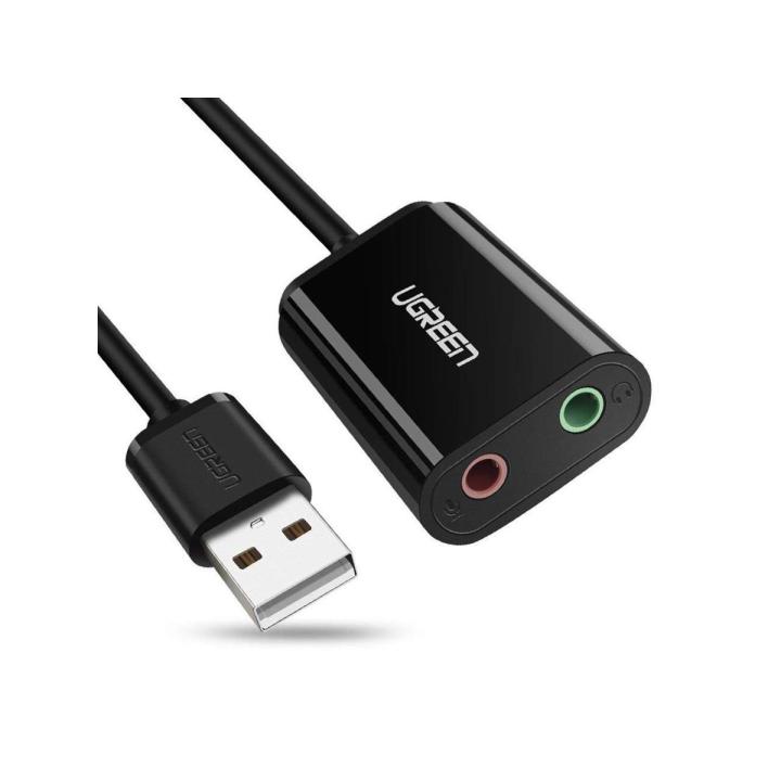 USB Audio Adapter External Stereo Sound Card With 3.5mm Headphone And Microphone Jack For  PC, Laptops, Desktops,  (Black)