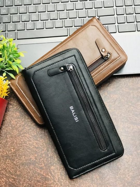 Fashion PU Leather Women Wallet with Double Zipper Card Slots ID Window and Tassel Pendant