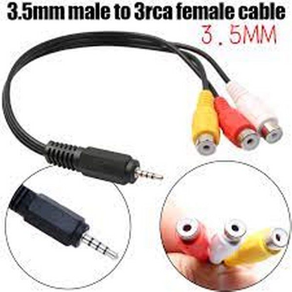 3.5mm Mini AV Male To 3 RCA Female Audio Video Cable Stereo Jack Adapter Cord