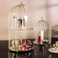 "Golden Cage Cosmetics Storage Rack - Multi-Layered Marble Effect Acrylic Makeup Organizer". 