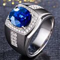 boys latest pearl blue diamond stone ring designs for men. 