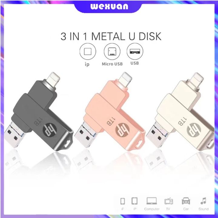 【24h Ship+Ready stock】COD FREE Shipping+ HP Flash Drive OTG Metal USB 1TB 32GB OTG Pen Drive USB 3.0 Flash Disk for ios/Android