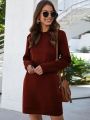 103-Ladies Long Length 3/4 Sleeve Terry Fabric Round Neck Tunic for Winter. 
